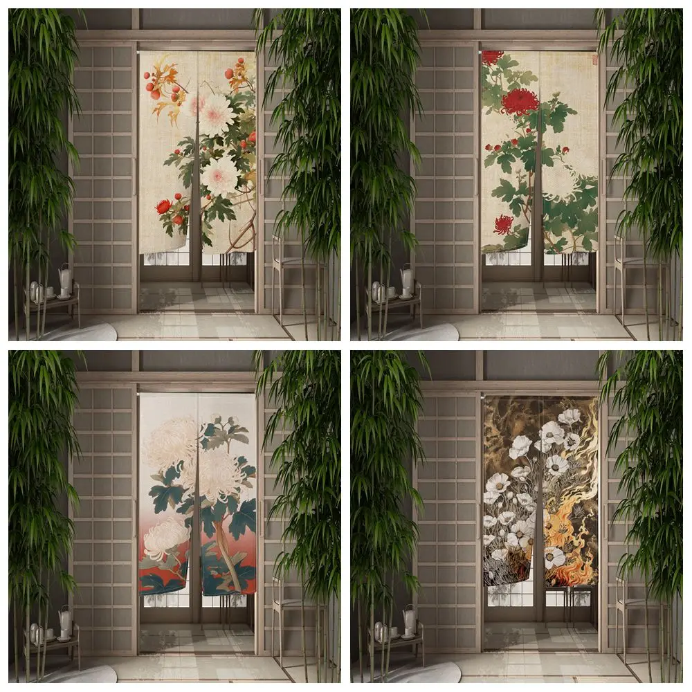 

Oil Painting Style Flowers Japanese Style Doorway Curtain Bedroom Kitchen Entrance Partition Semi-split Opaque Door Curtain