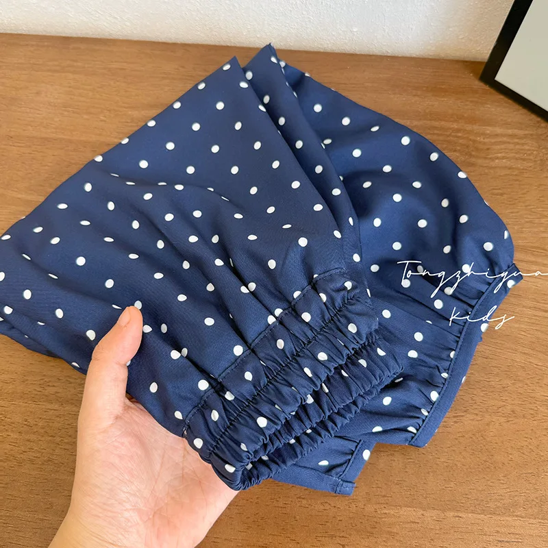 

Quali Children's Casual Pants Summer New Sle round Dot Patterned Blue Faionable Trendy Kids' Clothing Brand Unbranded