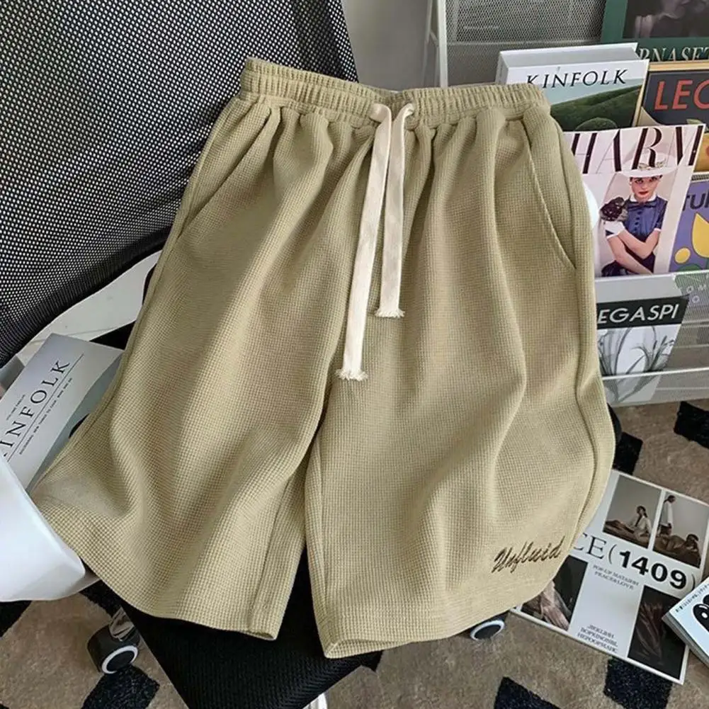 Waffle Texture Women T-shirt Shorts Set Zipper Neckline Letter Decor Men Women Loose T-shirt Shorts Jogger Outfit Sports Suit