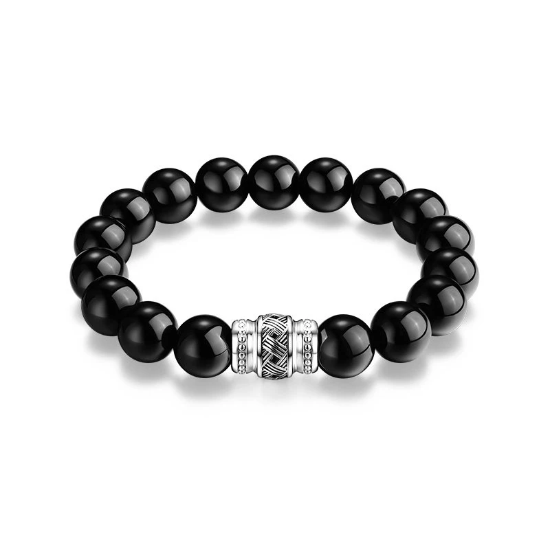 

Новый роскошный браслет с концентрическими энергетическими бусинами для мужчин, серебро 925 пробы, черный оникс, целебный кристалл, подарок 2026 года