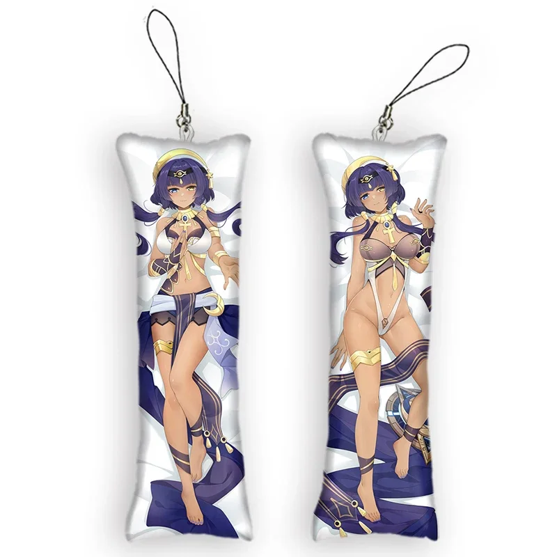 Fashion Candace Mini Dakimakura Keychain Anime Genshin Impact Double-Sided Printed Small Pillow Pendant Cute Otaku Keycha