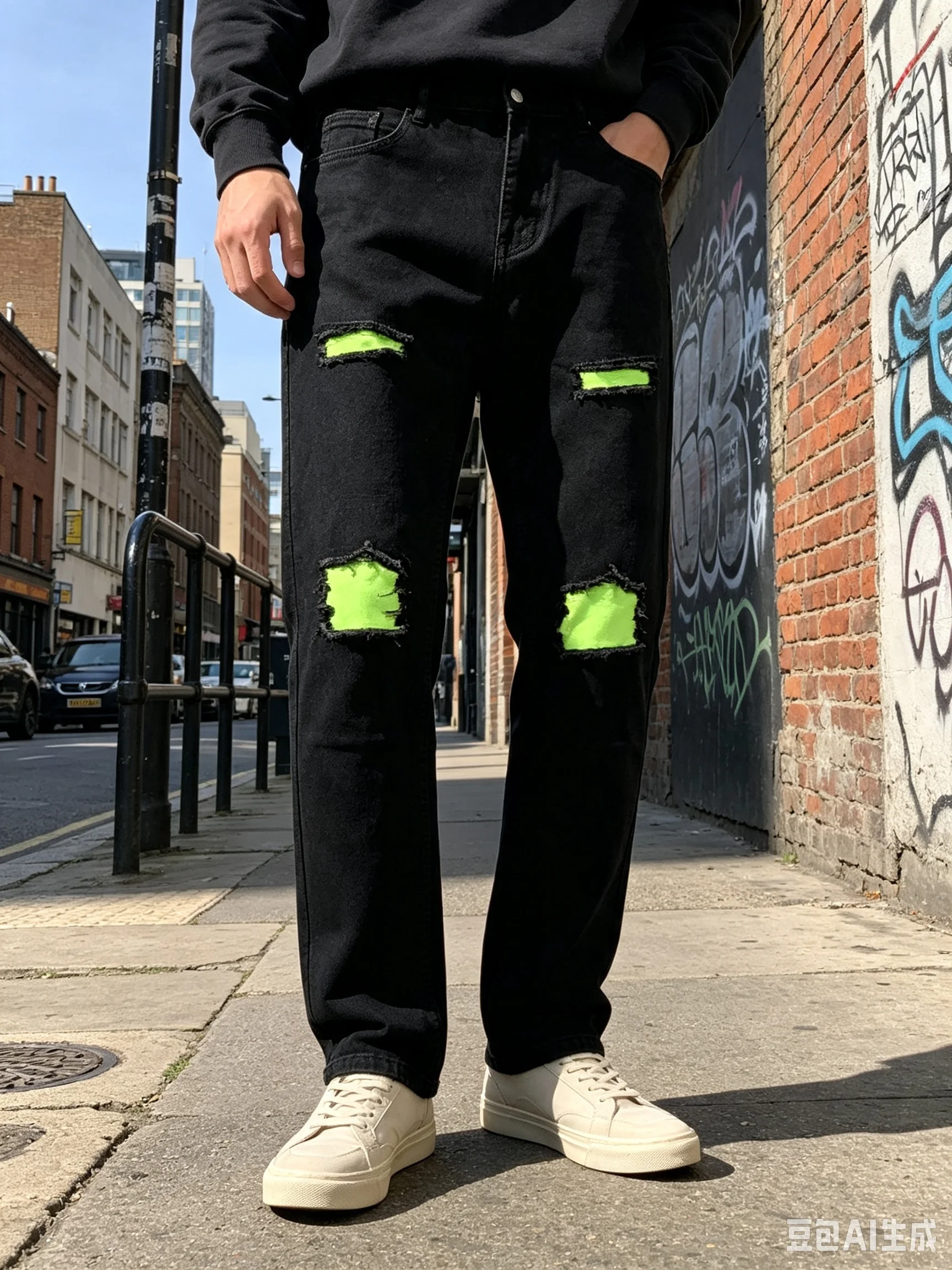Shorts Denim Frayed - Męskie podarte obcisłe jeansy w kolorze