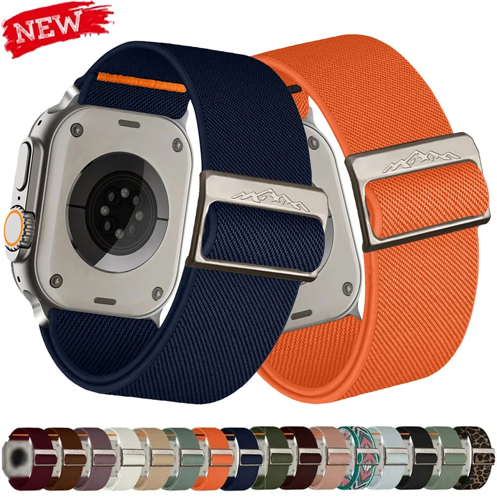 Nylonarmband für Apple Watch Ultra 2 Band 49 mm 46 mm 42 mm 44 mm 40 mm 42 mm geflochtenes elastisches Armband für IWatch Serie 10 9 8 7 6 5 4