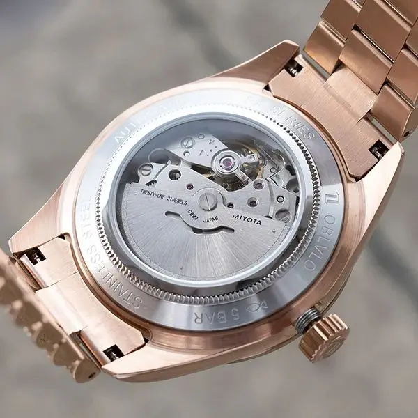 OBLVLO ساعة أوتوماتيكية للرجال 40 ملم ساعة يد ميكانيكية 5ATM مضيئة تقويم مزدوج أسبوع، تاريخ Miyota8285 قرص كريستالي كامل