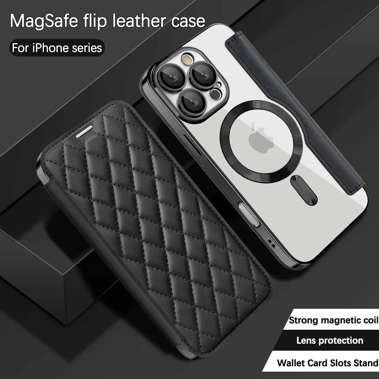 

Flip Wallet Leather Magnetic Wireless Charging Case For iPhone 16 15 14 13 12 11 Pro Max Plus Card Slots Stand Protection Cover