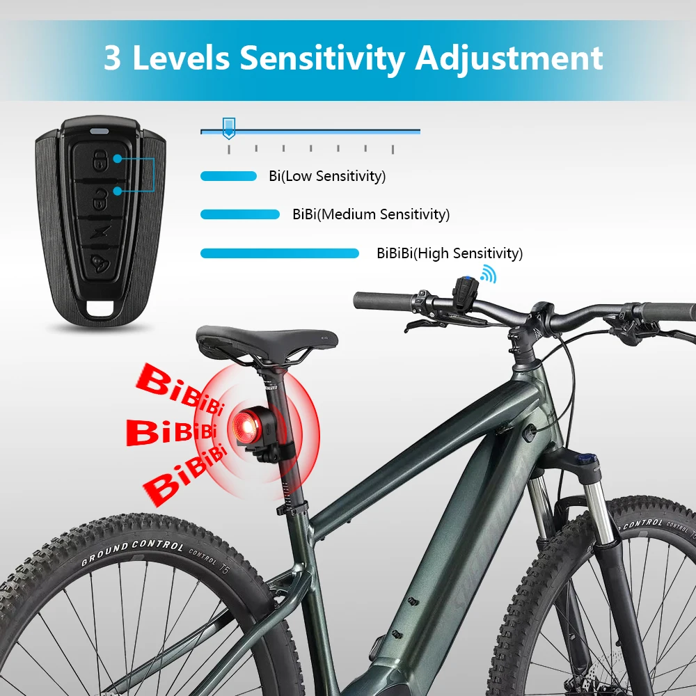 ANTUSI A8pro Bike Anti-theft Alarm Lock Auto Brake Cycling Taillight Remote Control Waterproof Bicycle Rear Light Wireless Bell