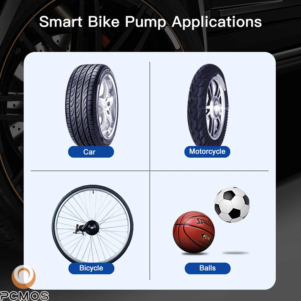 PCMOS-bomba de inflado montada en coche, inflado de neumáticos portátil para coche y motocicleta, pantalla Digital inalámbrica de mano, 1 Juego