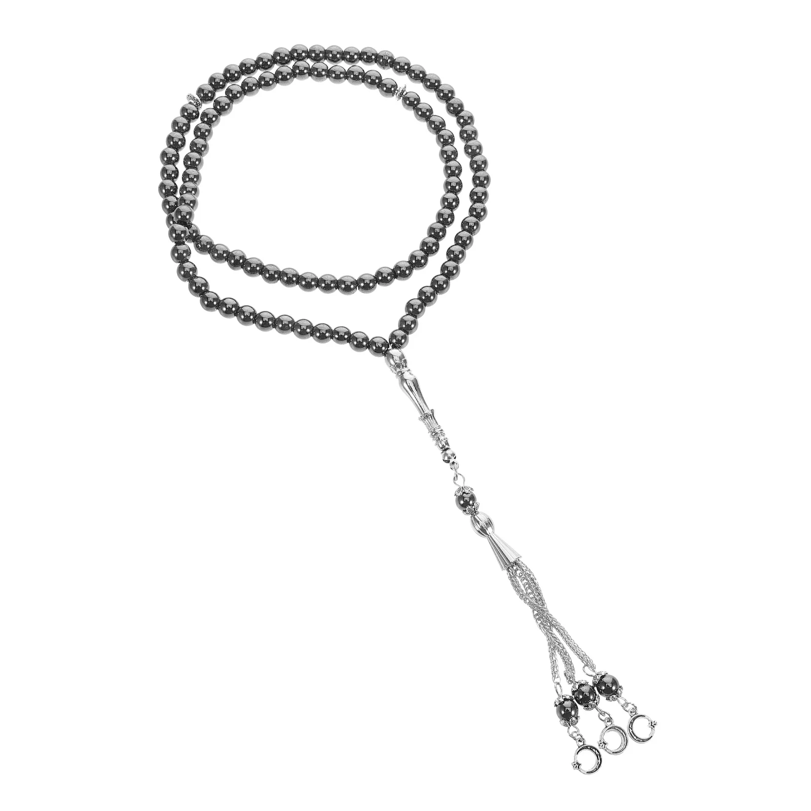 

Black Agate Muslim Prayer Beads Comfortable Durable for Meditation Worship 99 Tasbih Rosary Islamic Prayer Bead String