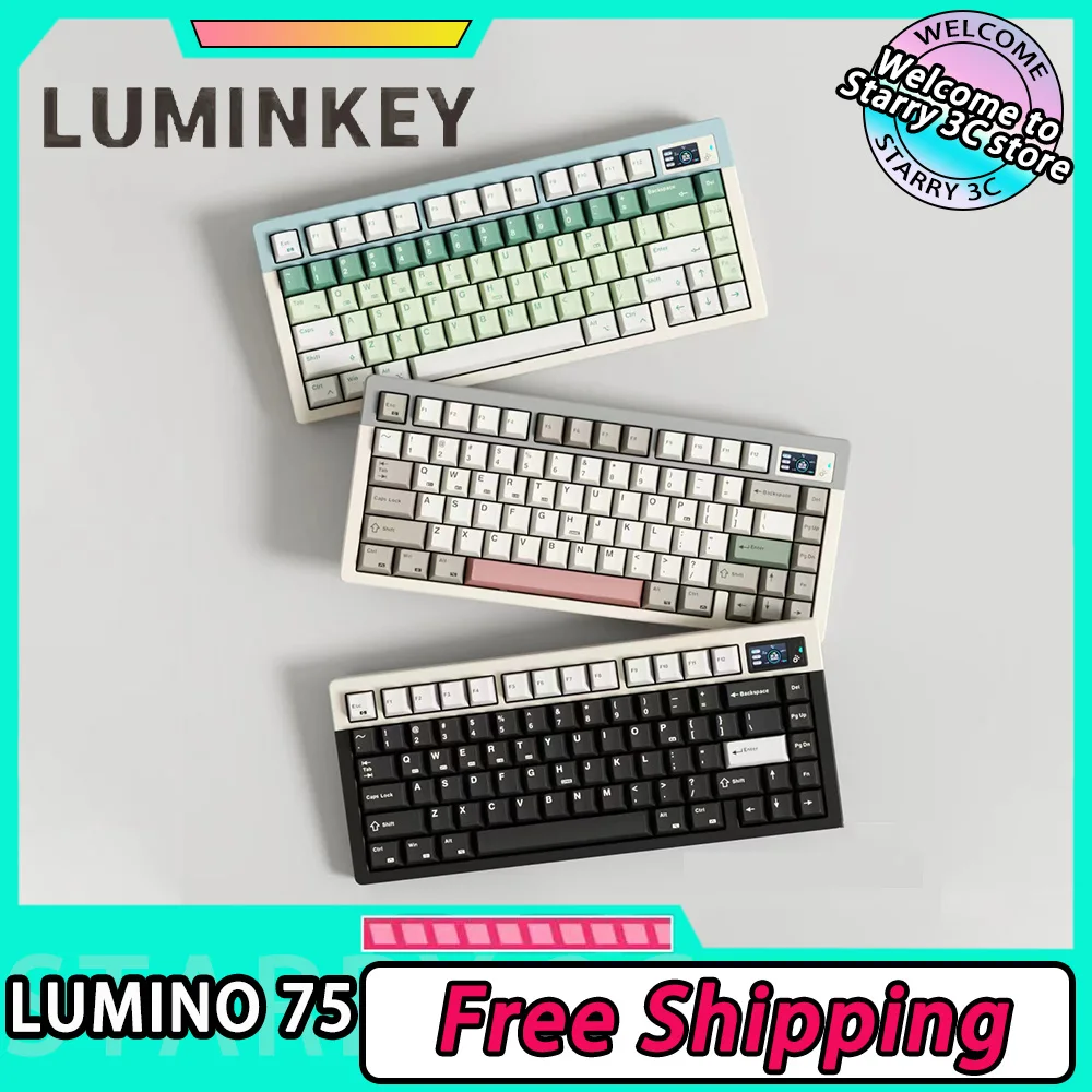 

Механическая клавиатура Luminkey Lumino75, трехрежимная беспроводная игровая клавиатура RGB, прокладка из алюминиевого сплава с возможностью горячей замены, 80 клавиш, поддержка VIA