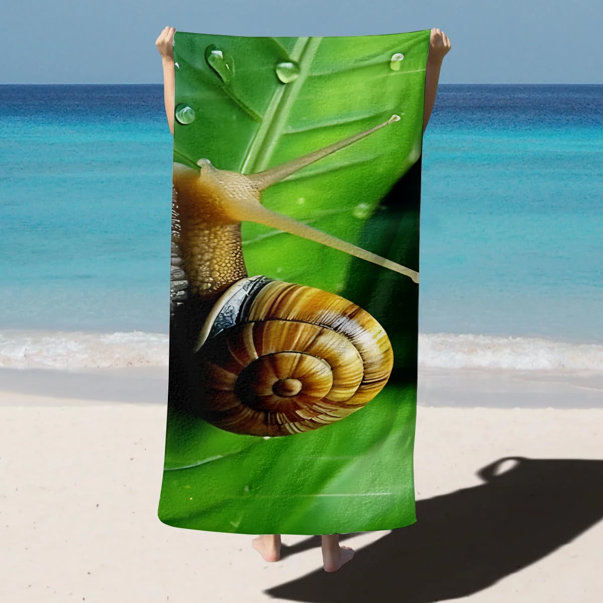 1PC Towel Cute Snail Animal Drawing arts for family friends Quick-Dry Beach Towel For Yoga Tourism Beach GYM Camping Swimming