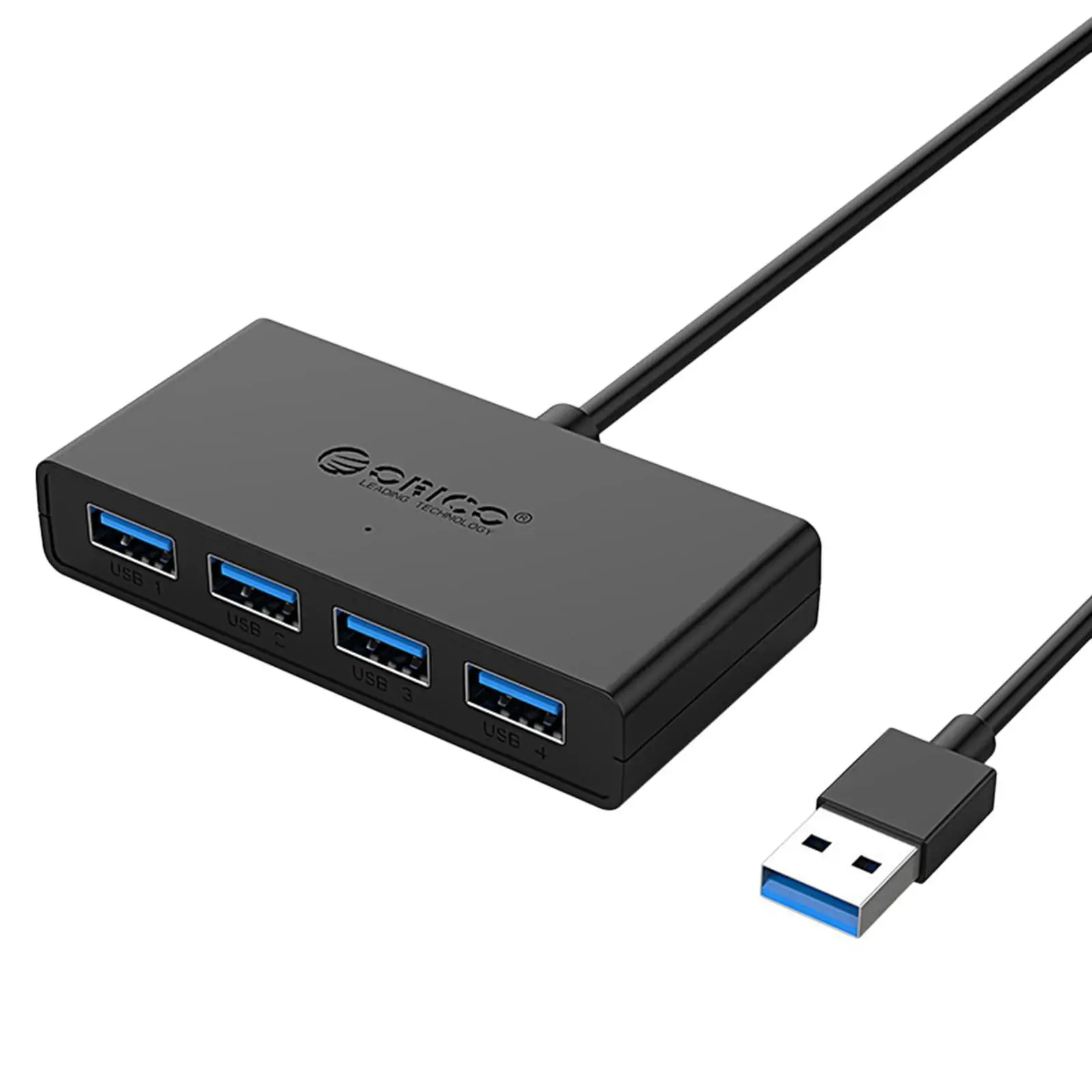 4-Port USB 3.0 hub, USB hub 3.0 with Power Supply Port for Desktop,USB Flash Drives, Mobile HDD, and More - Black