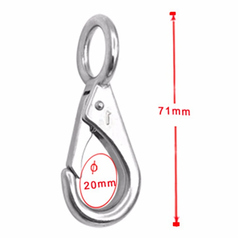 2Pcs Stainless Steel 316 Rigid Loaded Fixed Eye Spring Clip Snap Hook Carabiner Marine Hardware Accessories For Boats