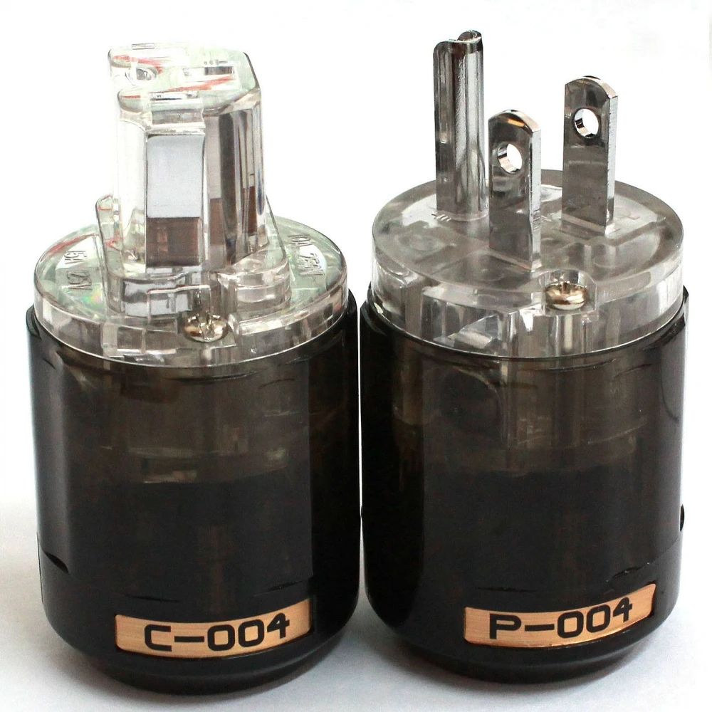 Coppia OyaideP-004/ C-004 spina di alimentazione usa connettore Audio IEC rodiato audio femmina-maschio hifi trasparente