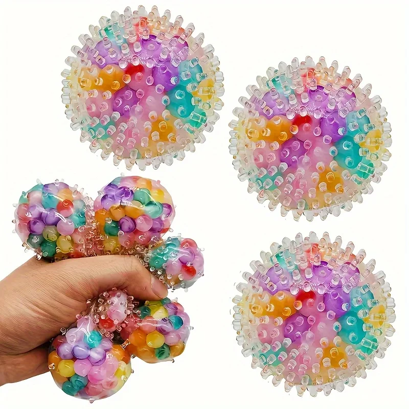 4R 1Pc Squishy Colorful Water Bead Grape Balls Squeeze Toys for Kids Adult Soft Pinch Pop Fidget Toys Halloween Christmas Gifts