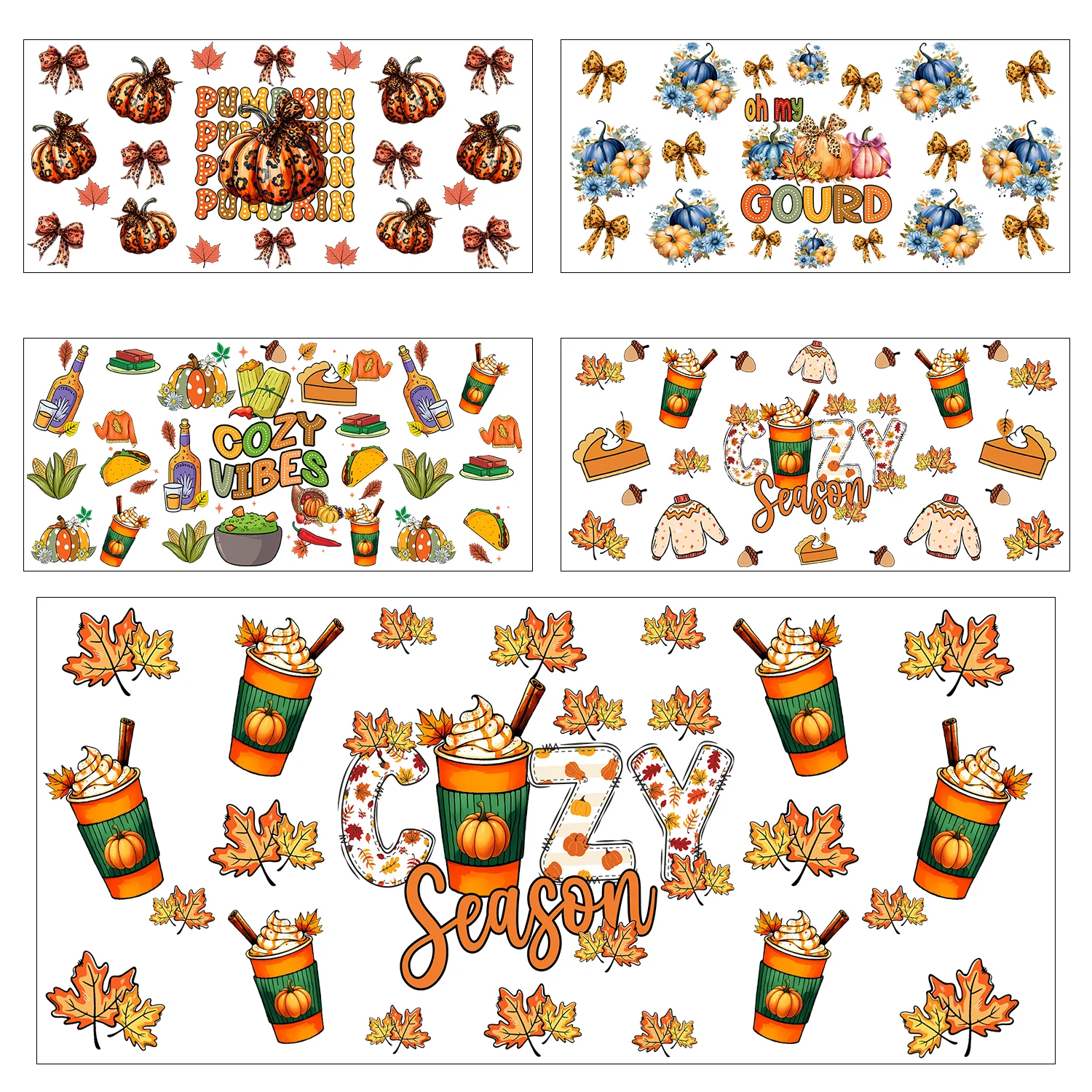 

Pumpkin Series easy peel waterproof DIY Decals Retro Beauty 3D transfers uvdtf crystal sticker 16oz uv dtf cup wraps