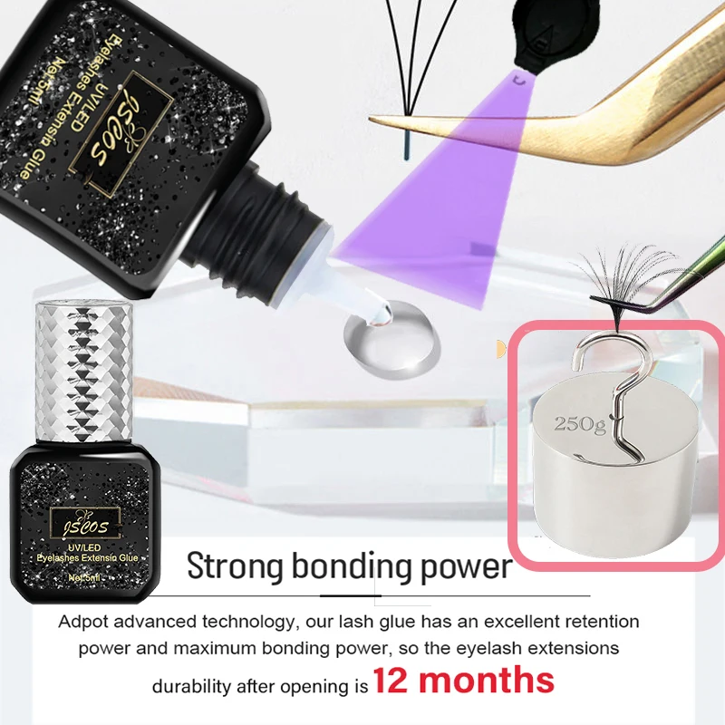5ML UV Lash Black Adhesive Glue for Lash Extensions Black Grafting Eyelash Glue Lamp Led Clear UV Lash Adhesive Glue Makeup Tool