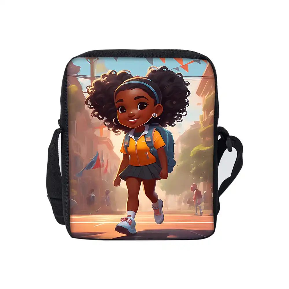 

African Little Girl Daily Single Sided Messenger Bag For Boy/Girls Children Best Gifts 3D Cartoon Casual Teenage Crossbody Bag