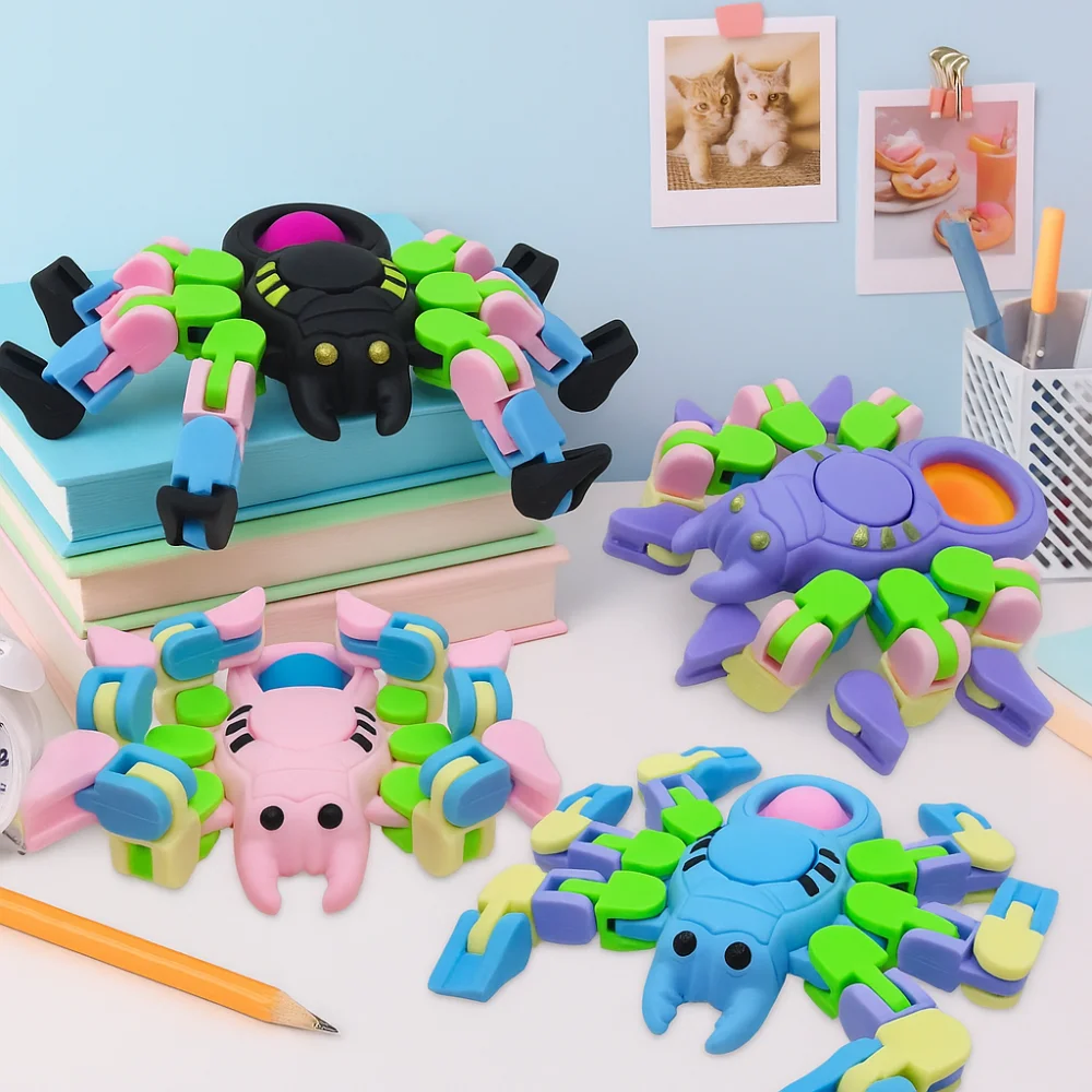 10 pièces/ensemble chaîne Transformable chaîne mécanique Fidgets animaux de bande dessinée Gyroscopes transformer farfelu piste Spinner conception drôle