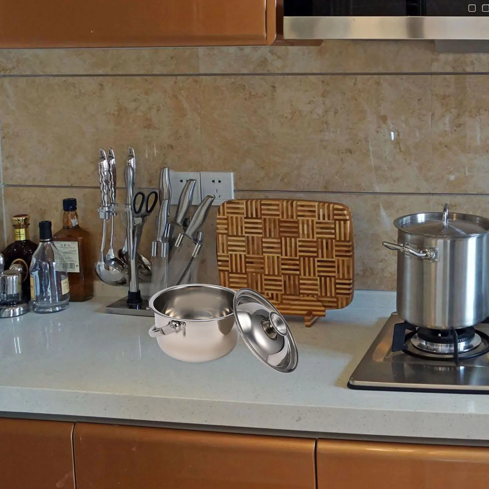 

1pc Stainless Steel Soup Pot Stock Cooking Pots Lid Home Kitchen Restaurant Use Gas Induction Stove Heat Resistant