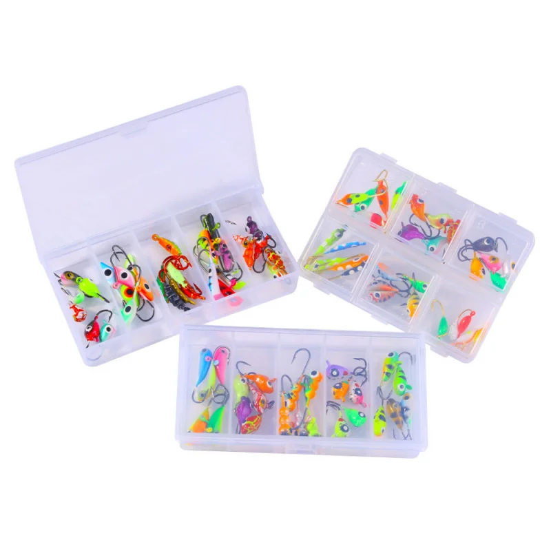 25PCS-40PCSIce الصيد الطعم إغراء الجذر الصيد هوك عين السمكة مضيئة تجنب العوائق مكافحة هوك أسفل الرصاص رئيس هوك مايكرو لذلك