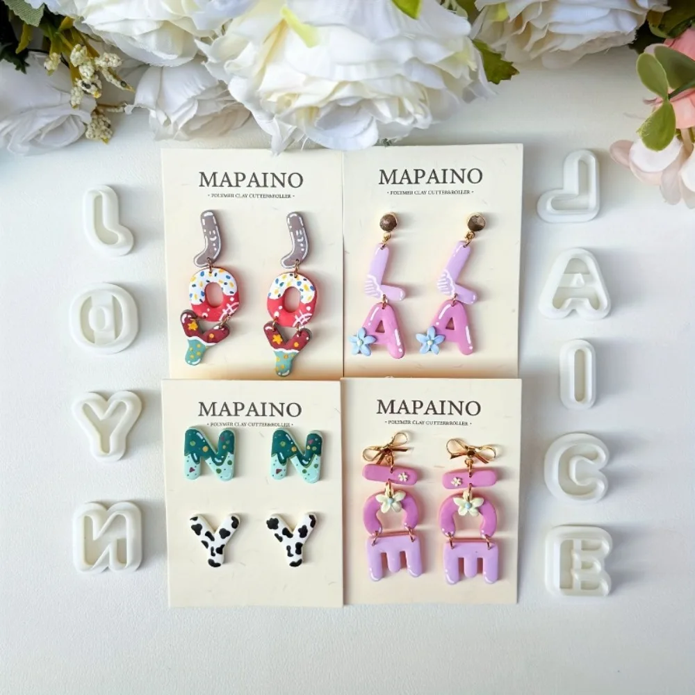 26Pcs Alphabet A-Z Letter Biscuit Fondant Cake Polymer Clay Cutters Set, 2cm Mini Letter Molds for DIY Earrings & Name Jewelry