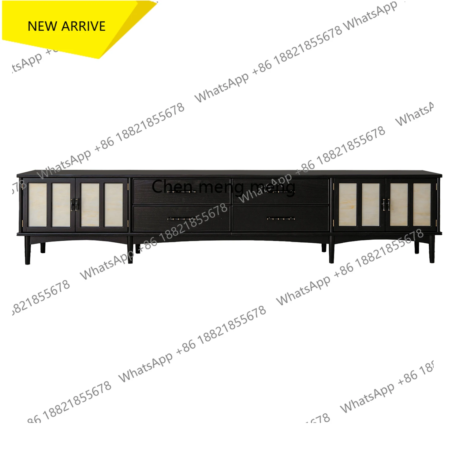 

M138 Suying TV Cabinet French Vintage Solid Wood Black High-End Living Room Large TV Cabinet