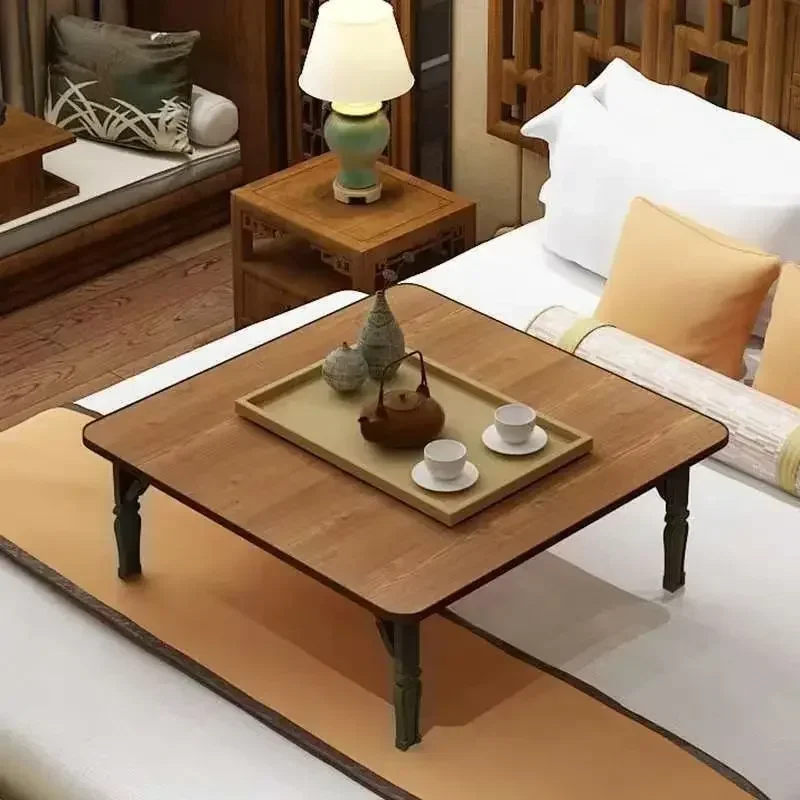 

Folding household plus high and low dining table tatami bay window square