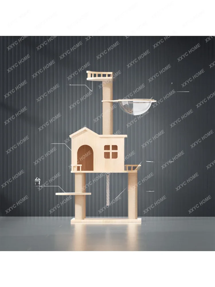 Imported Solid Wood Cat Climbing Frame  NestTree Integrated Large Luxury Maine Coon  Villas Space Capsule