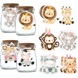 48pcs/lot Carton Animal Paper Tags Pink Craft Hanging Labels For Girl's Jungle Safari Birthday Party Gifts Wrapping Decoration