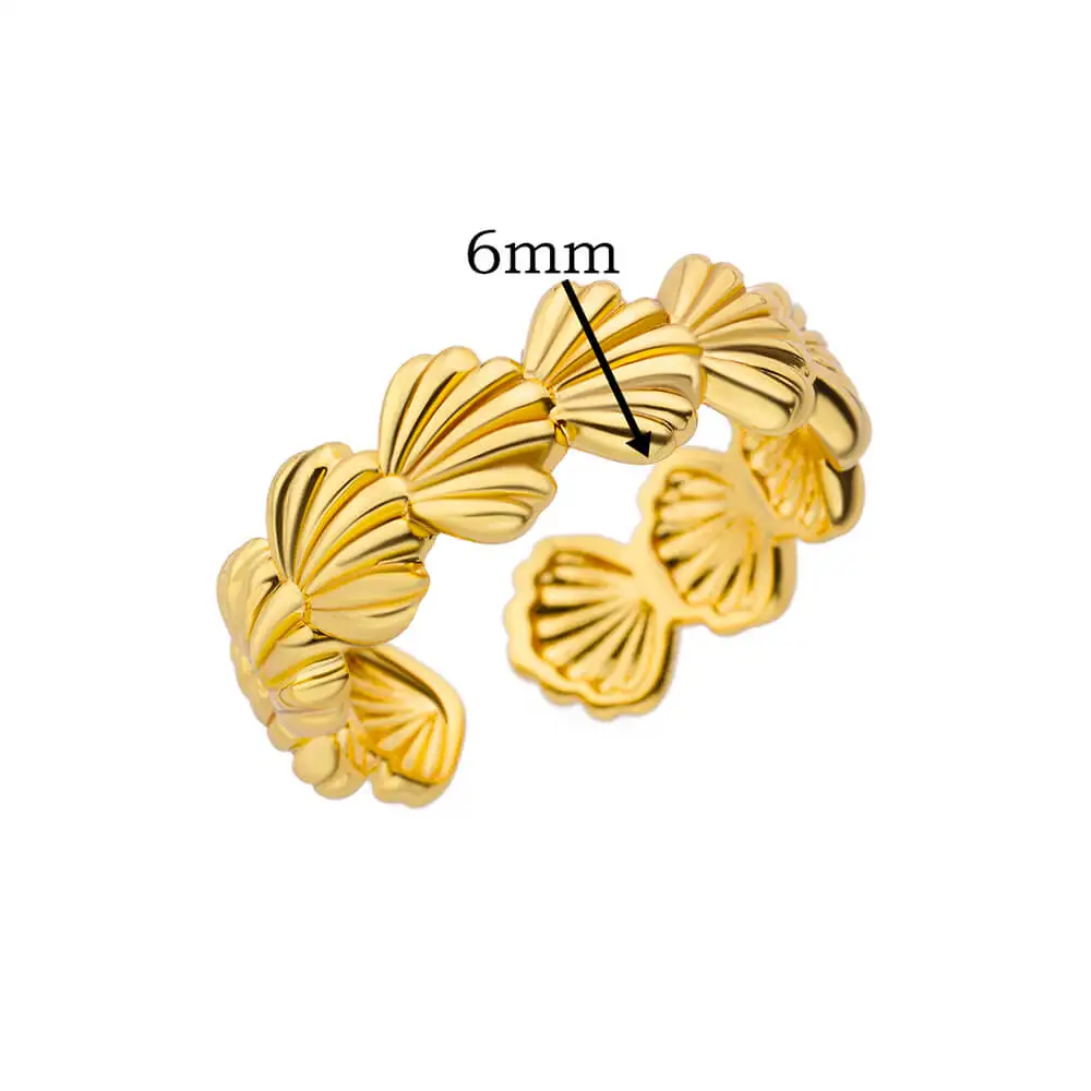 Stainless Steel Shell Rings For Women Girls Aesthetic Gold Color Finger Ring 2024 Trend Summer Wedding Jewelry Beach Gift Bague