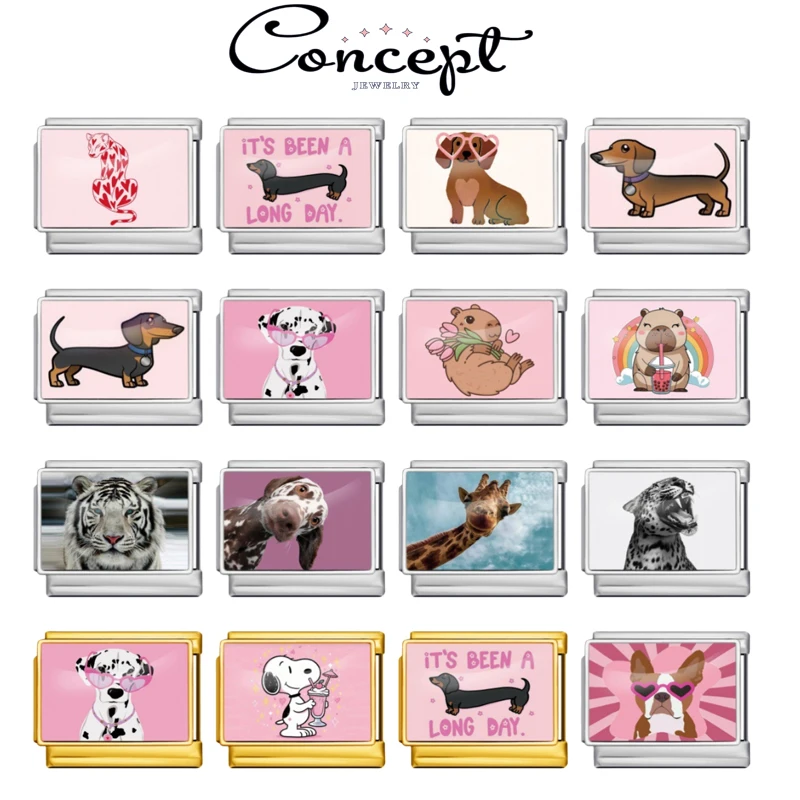 2025 Popular Hot Selling Cute Animal Series Italian Charm Chain Suitable for 9mm Module Bracelet Delicate Small Gift