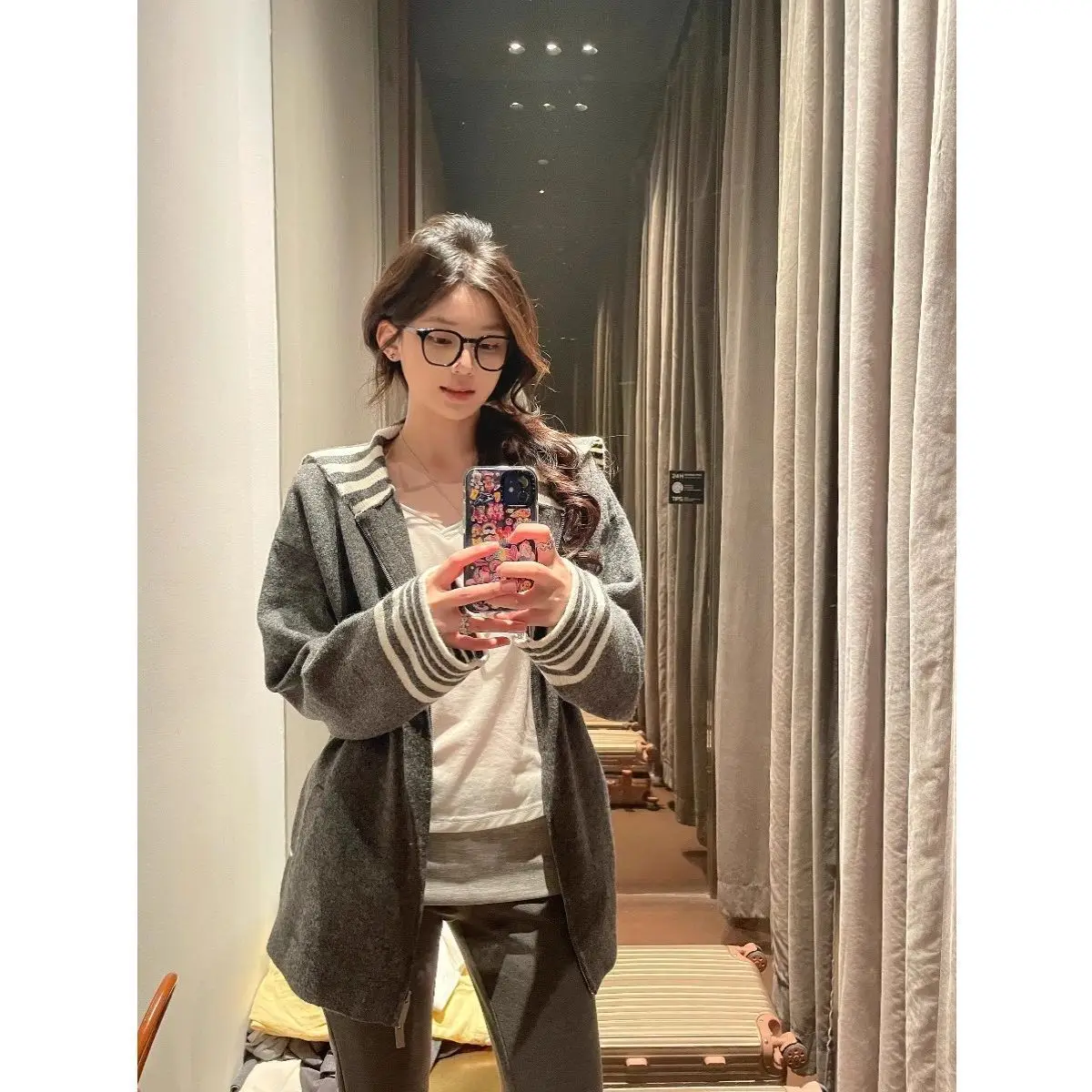 Women Half Zip Lapel Striped Cuff Knitted Sweater Casual Long Sleeve Pullover Autumn Winter Warm Comfortable Daily Wear Top