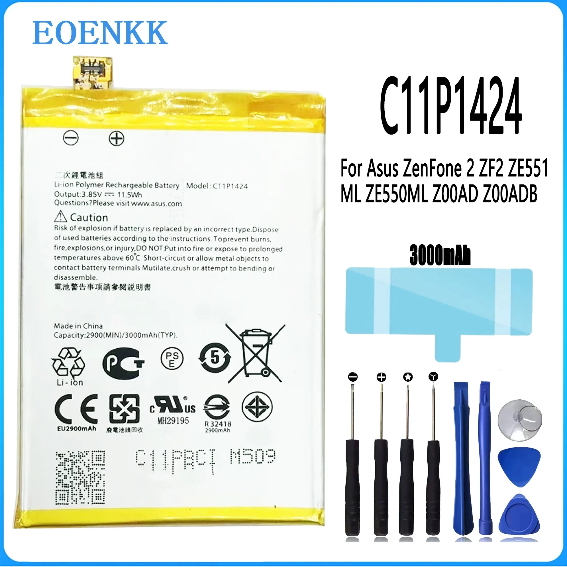 

C11P1424 C1424 Batter for Asus ZenFone 2 ZF2 ZE551ML ZE550ML Z00AD Z00ADB Original Capacity Repair Part Phone Batteries Bateria