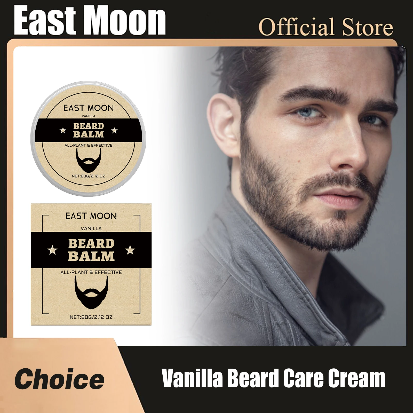 

East Moon Men Vanilla Beard Care Cream Keep Smooth Improve Moisturize Styling Charm Nourish Growth Gentlemen Dashing Beard Balm