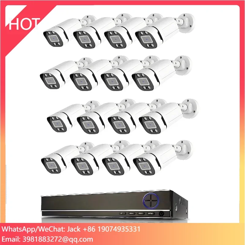 ระบบกล้องวงจรปิด 4K 16 ช่อง 8MP สำหรับภายนอกอาคาร ชุดกล้อง AHD DVR 16CH พร้อมกล้อง IP 5MP จำนวน 16 ตัว ระบบกล้องวงจรปิดรักษาความปลอดภัย
