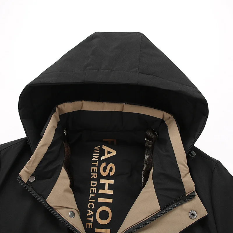 Man Down Jacket Winter Thicken Cold-proof Long Sleeve Male Detachable Hooded Coat Waterproof Outdoor Casual Men Outerwear