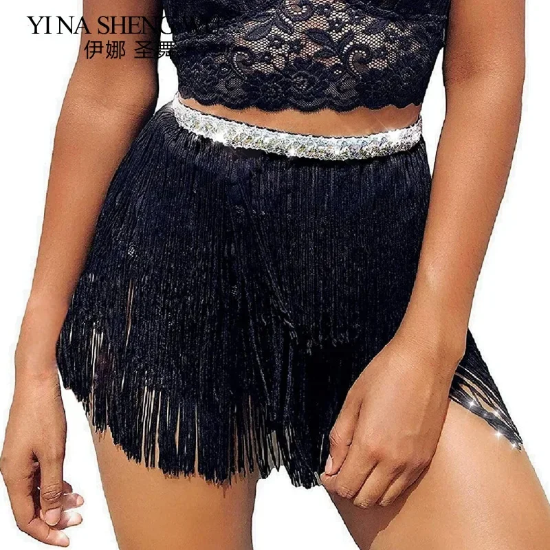 Sciarpa per fianchi da ballo latino da donna Catena in vita con nappa con frange a tre strati per pratica di performance sul palco Accessorio per costume di danza del ventre