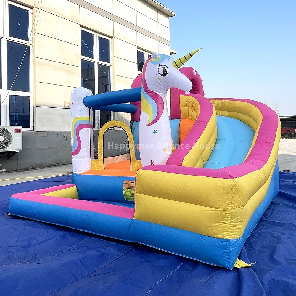 

2.5x3m Inflatable Unicorn Bouncy House With Water Slide And Pool Inside For Kids Birthday Party Backyard Game Jumping Castle