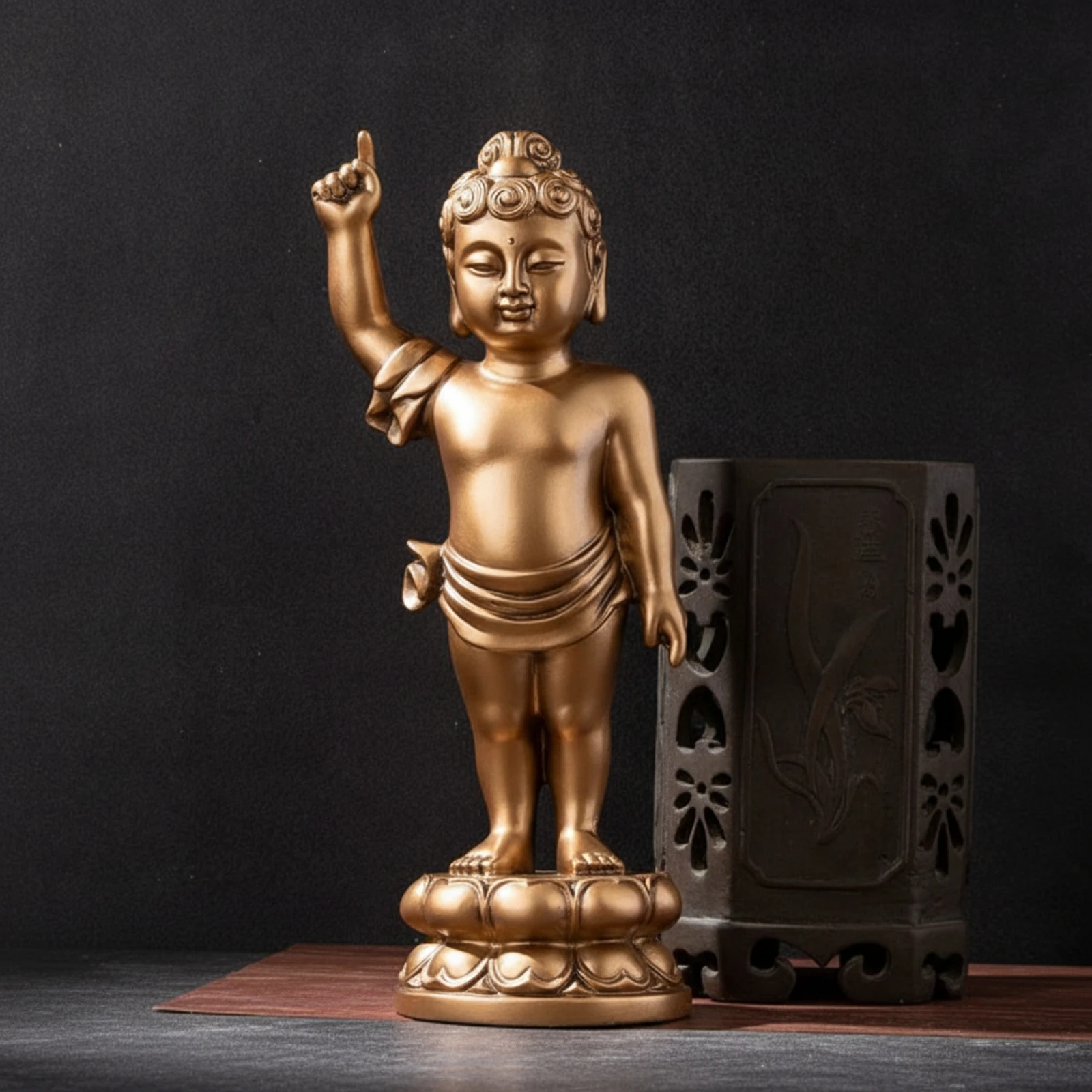 Standing Buddha Statue Metal Buddha Figurine Decorative Tabletop for Collectors, Home Decor, Altar