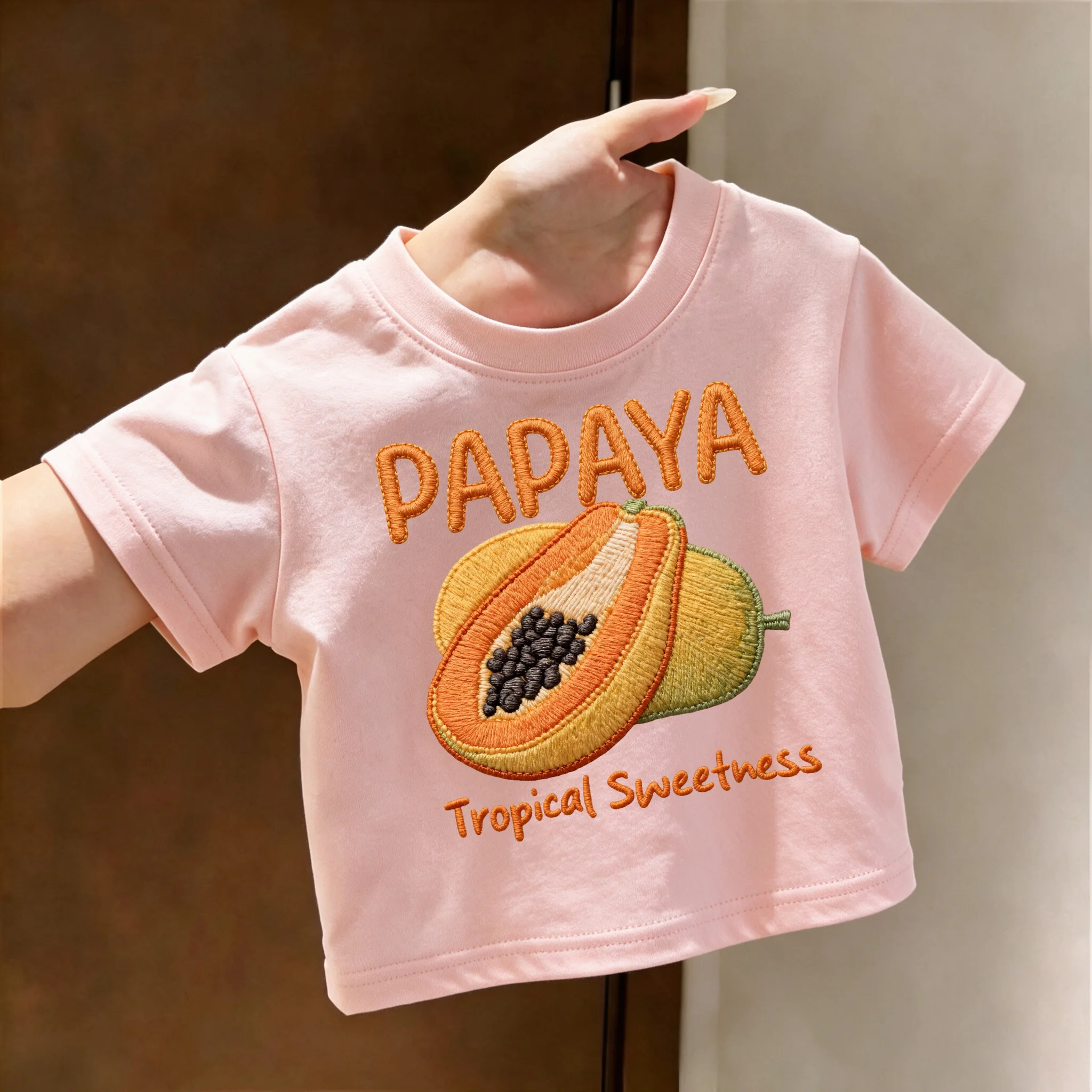 Summer Kids Cotton T-Shirt Papaya Tropical Sweetness Fruit Graphic Casual Tee for Boys Girls