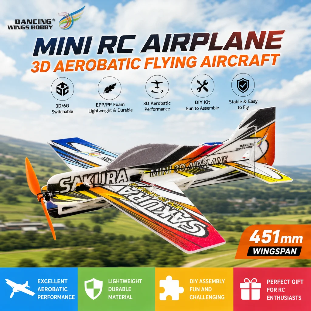 Набор для сборки мини-самолета DW Hobby 451 мм (17,8 дюйма) из EPP/PP для F3P-фристайла в помещении, DIY, из пенопласта