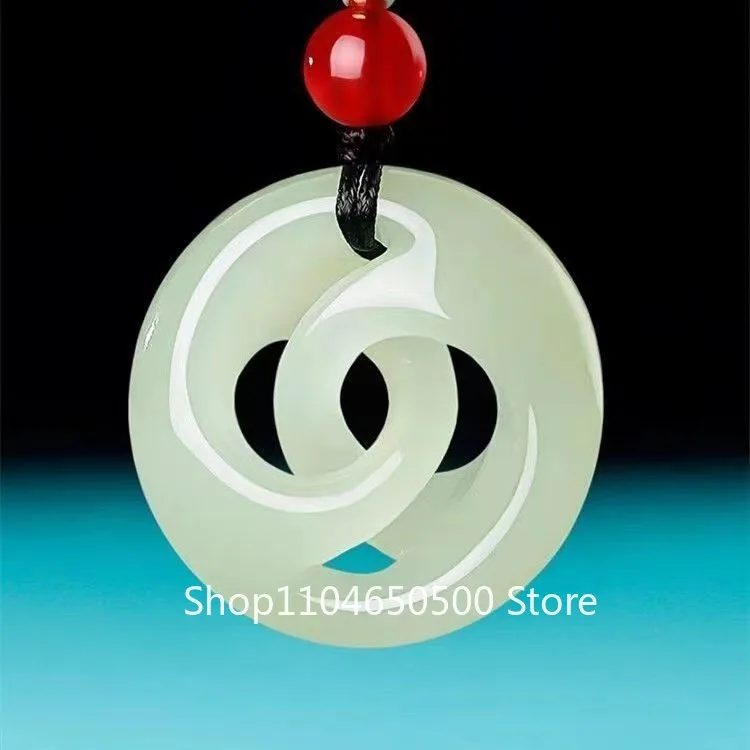 

25MM ‌Jade Openwork Loop Pendant Unisex Fortune Energy Flow Necklace‌