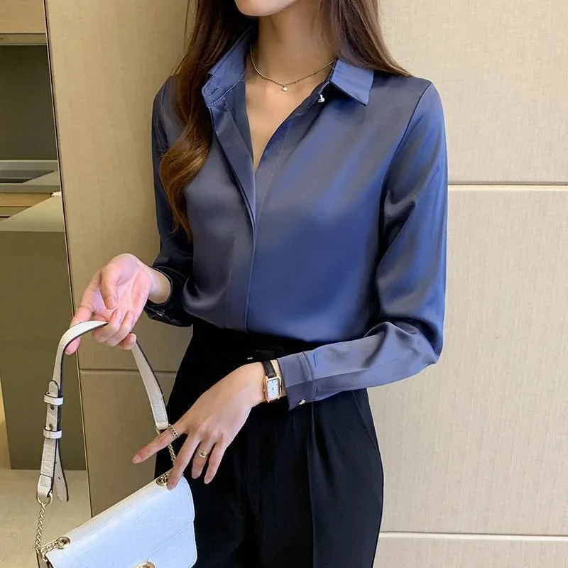 Woman Spring Autumn Style Blouses Shirts Lady Casual Long Sleeve Turn-down Collar Blusas Tops