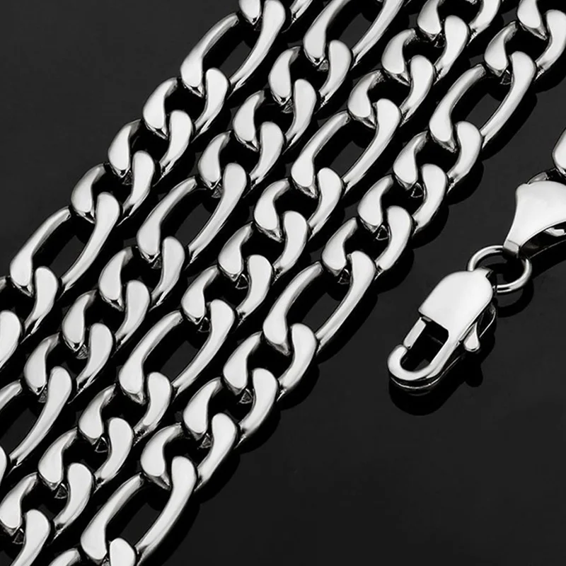 925 Sterling Silver 40-75cm Figaro Chain Necklace Men Women Fashion Simple Chain Wedding Christmas Gift Jewelry Accessories