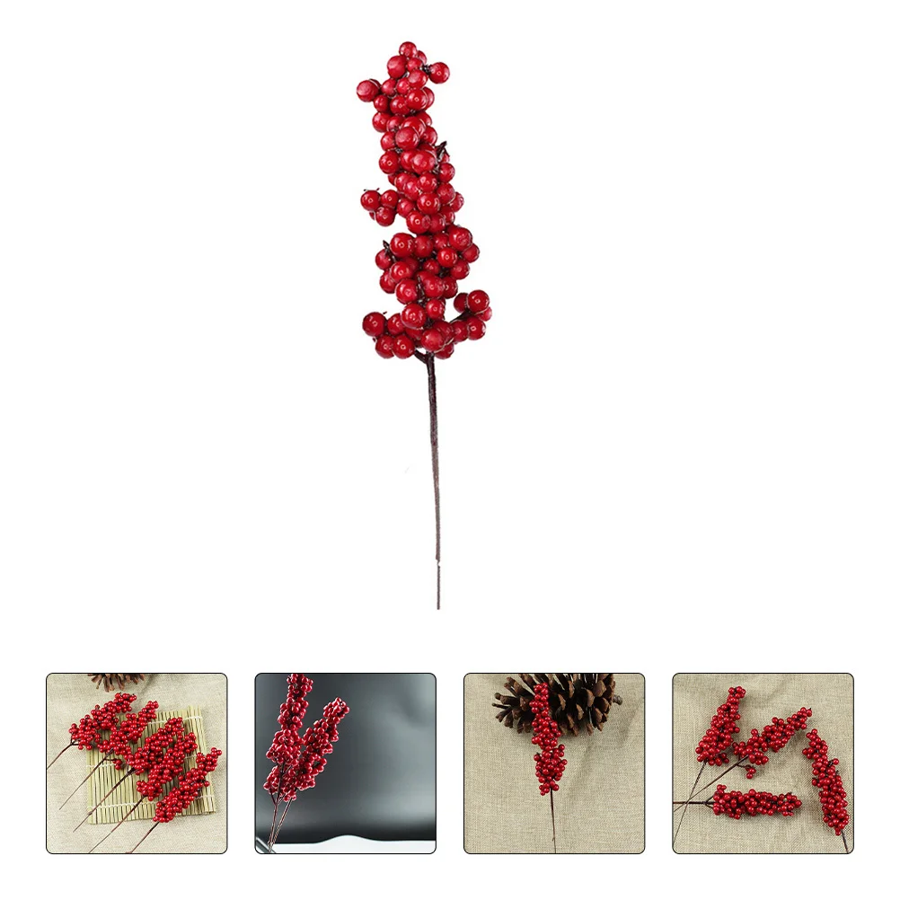 

24Pcs Simulated Red Berry Stems Artificial Berries Plant Plastic Foam Christmas Tree Ornament Home Decoration Holiday Party