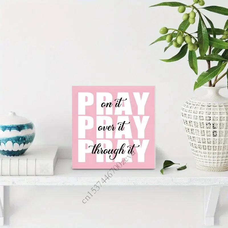 مربع علامة خشبية وردية هدية للنساء ديكور ديكور مكتب الملحقات الجمالية