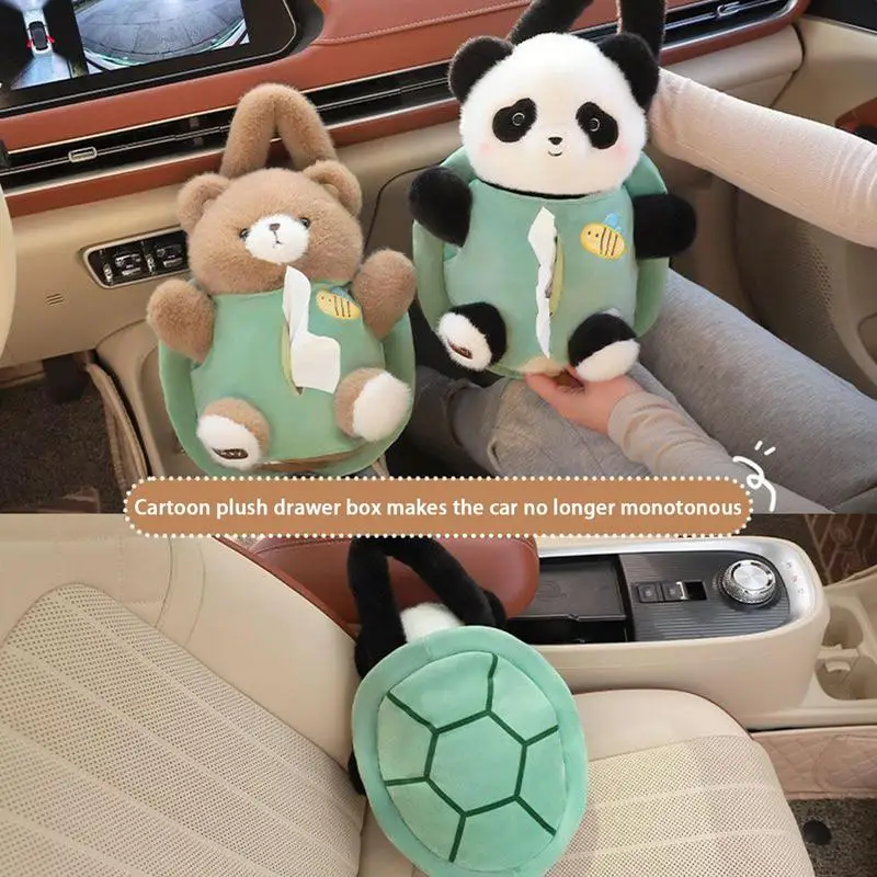 Cartoon Car Tissue Holder Backseat Plush Tissue Box Napkin Holder In Cartoon Road Trip Must-Have Pillow Car Interior Napkin