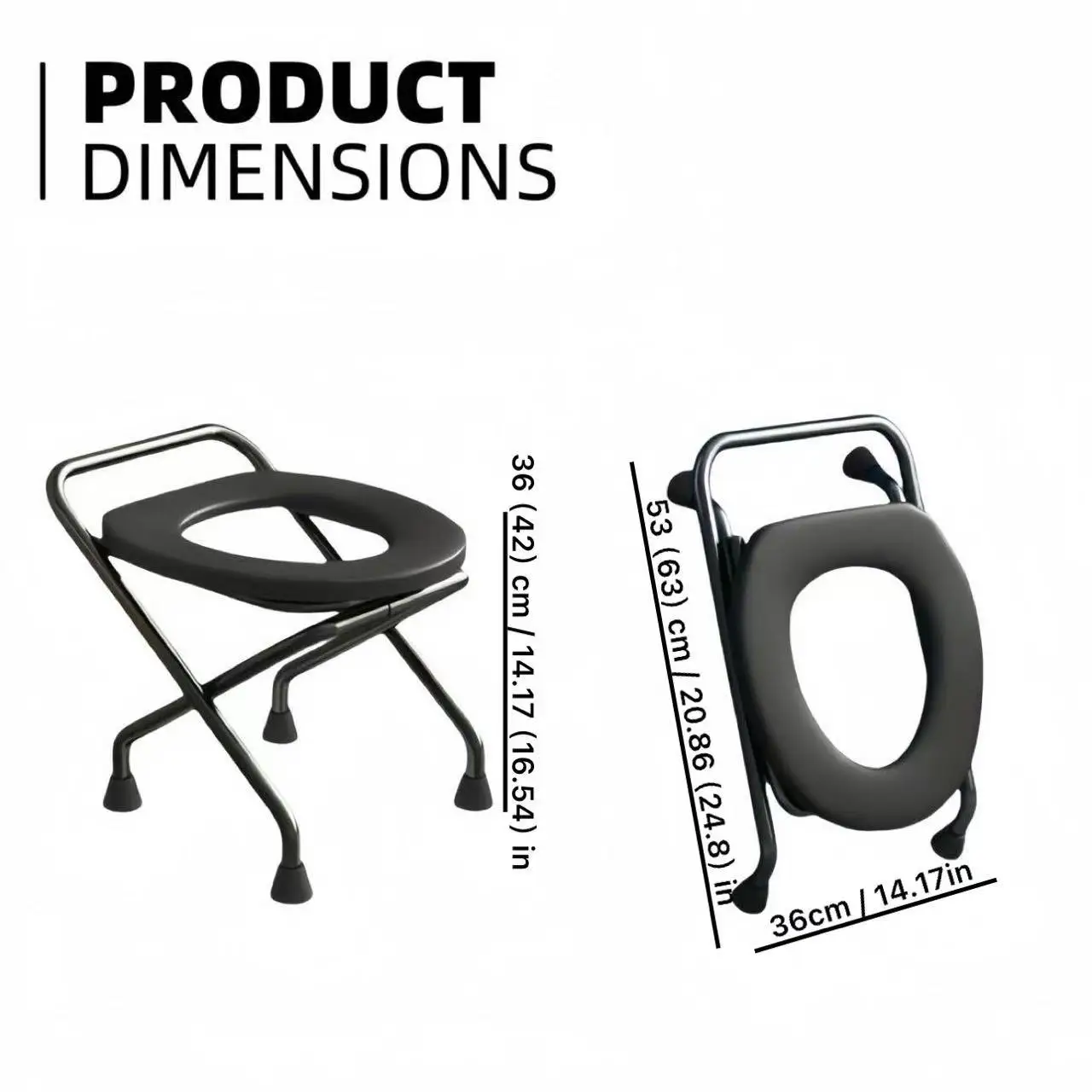 1 مرحاض قابل للطي على شكل حرف O، خالي من الصدأ، يحمل 250 رطلاً، سهل التنظيف، مناسب للنساء المسنات والحوامل، يمكن استخدامه كقعد حمام