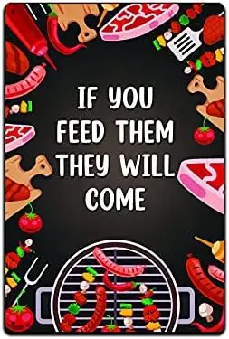 Tin Signs Backyard Patio Decor-Metal Sign 12 x 8 in. If You Feed Them They Will Come sign