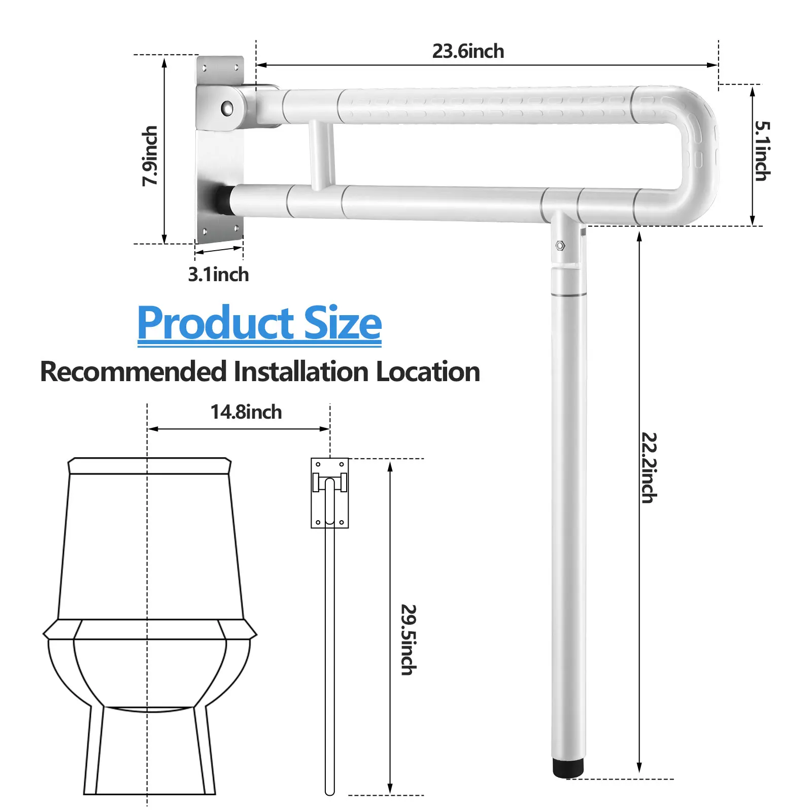 Stainless Steel Safety Grab Bars for Bathroom items Shower Handle, Toilet Handle, Hand Grip, Support Rail, Patients Aid Bathtubs